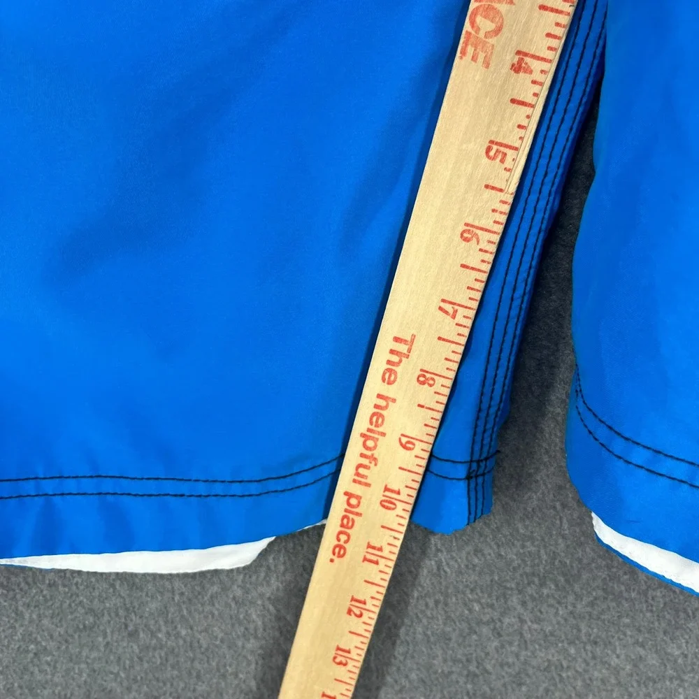Speedo Mens Swim Trunks Blue Black White Geometric Athletic Size‎ L